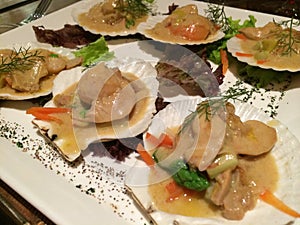 Scallops in foie gras sauce, French cuisine in Shanghai