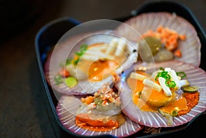 Scallops with Spicy Cheese Sauce.Premium Japanese Buffet