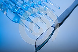 Scalpel and ampoules