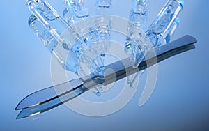 Scalpel and ampoules