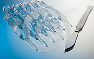 Scalpel and ampoules
