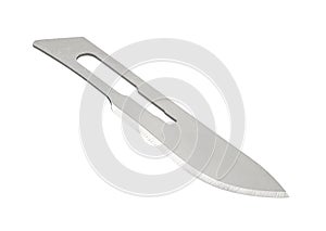 Scalpel blade is replaceable medical, surgical cutting tool, isolated on white background with clipping path