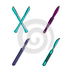 Scalpel icon set, color outline style