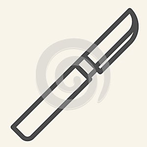 Scalpel line icon. Medical surgeon tool outline style pictogram on white background. Surgical scalpel knife symbol for