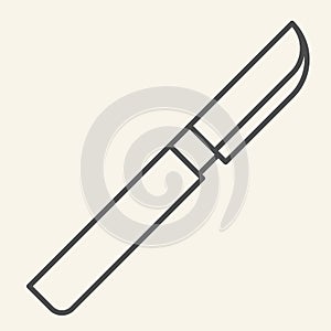 Scalpel thin line icon. Medical surgeon tool outline style pictogram on white background. Surgical scalpel knife symbol