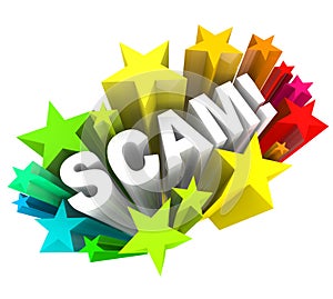 Scam 3D Word Swindle Con Game to Cheat You Out of Money