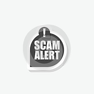 Scam alert icon sticker isolated on white background