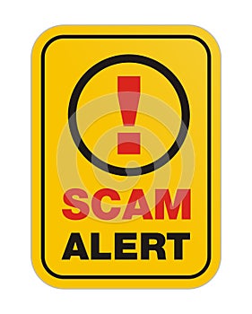 Scam alert yellow sign