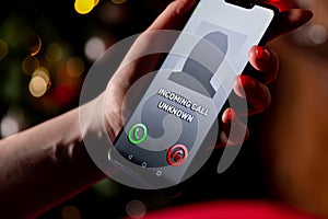 Scam unknown caller. Scary number on the display.