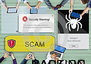 Scam Virus Internet Network Security System Concept photo