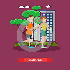 Scamper vector illustration in flat style