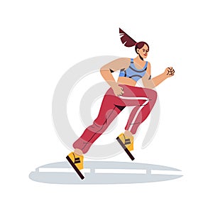 Scamper woman vector illustration. Female runner