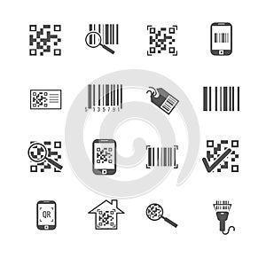 Scan bar and qr code vector icons