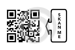 Scan me frame. QR code icon frame for mobile and web. Black and white