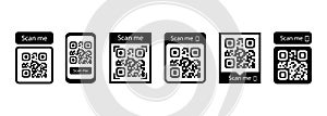 Scan me icon set. Qr code for payment. Vector EPS 10. Isolated on white background