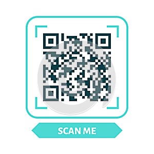 Scan me QR code design. QR code for payment, text transfer with scan me button. Vector illustration
