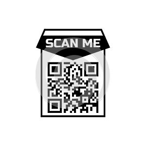 Scan me qr code icon for smartphone. Frame quick barcode app design. Vector payment phone template