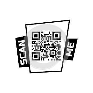 Scan me qr code icon for smartphone. Frame quick barcode app design. Vector payment phone template