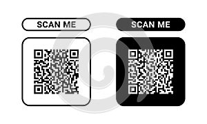 Vector QR Code Symbols For Scanning. Scan Me QR Code Icon Symbols
