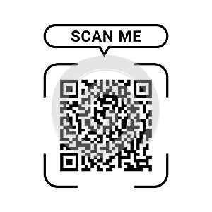 Vector QR Code Symbols For Scanning. Scan Me QR Code Icon Symbols