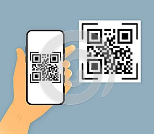 Scan Me. QR code scan for smartphone. QR code for mobile app, payment and phone. Vector illustration.