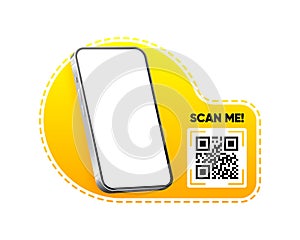 Scan Me. QR code scan for smartphone. Qr code sticker. QR code for mobile app, payment and phone. Vector illustration.