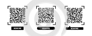 Scan me QR code sticker. QR code for smartphone scanner and payment. Vector illustration