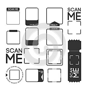 Scan me sign collection vector flat illustration. Barcode, qrcode