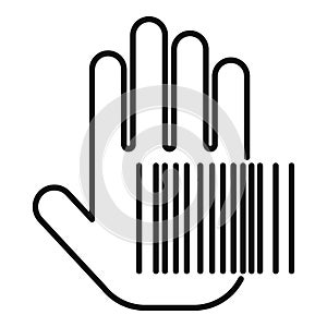 Scan palm code icon outline vector. Automatic security