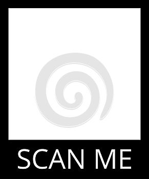 Scan qr code icon. QR code frame for scanning. Scan me phone tag. QR code for mobile app, payment, smartphone, pda