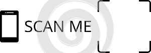 Scan qr code icon. QR code frame for scanning. Scan me phone tag. QR code for mobile app, payment, smartphone, pda