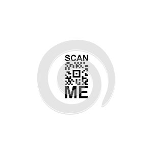Scan QR code icon. QR code scan icon. Scan me bar code sign isolated on white background