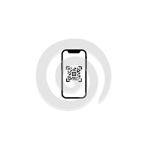 Scan QR code icon. QR code scan icon. Scan me bar code sign isolated on white background