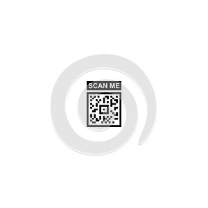 Scan QR code icon. QR code scan icon. Scan me bar code sign isolated on white background