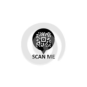 Scan QR code icon. QR code scan icon. Scan me bar code sign isolated on white background