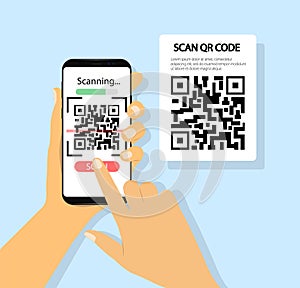 Scan Qr code in mobile phone. Phone in hand