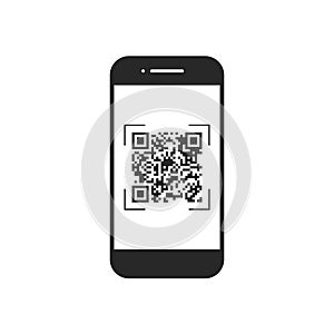 Scan QR code with mobile phone, symbol, app. Electronic , digital technology, barcode. Vector illustration.