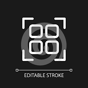 Scan qr code pixel perfect white linear ui icon for dark theme