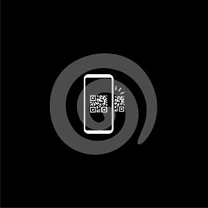 Scan qr code with smartphone icon isolated on dark background photo