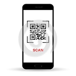 Scan QR code to Mobile Phone. Electronic, digital technology, barcode. Vector illustration.