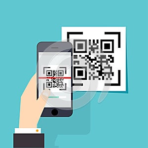 Scan QR code to Mobile Phone. Electronic scan, digital technolo