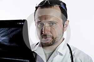 Scan, Radiologist looking at an x-ray in hospital