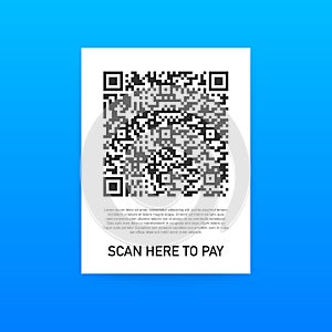 Scan to pay. Smartphone to scan QR code on paper for detail, technology and business concept. Vector illustration.