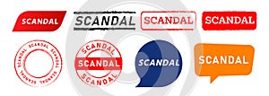 scandal rectangle circle stamp and speech bubble label sticker sign gossip rumor