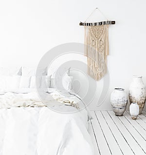 Scandi-boho style interior bedroom