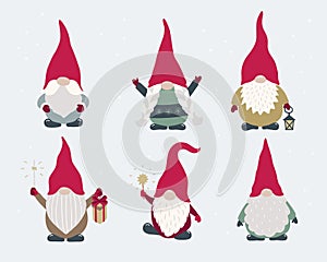 Scandi gnomes set isolated. Vector cartoon characters