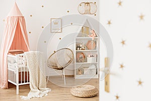 Scandi kid`s bedroom interior