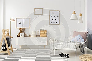 Scandi kid`s bedroom interior photo