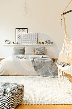 Scandi patterned bedroom interior