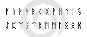 Scandinavian ancient runes. Black symbols of letters of esoteric germans